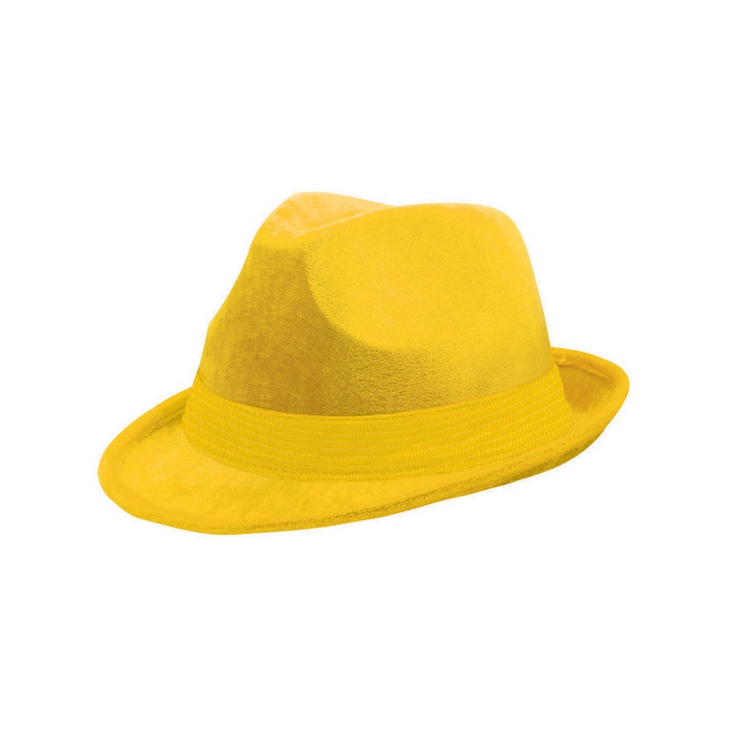 Velour Yellow Fedora Costume Hat