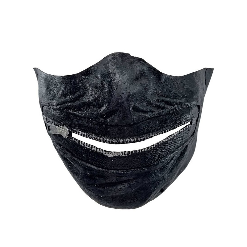 Zipper Muzzle Black Latex Half Face Costume Mask