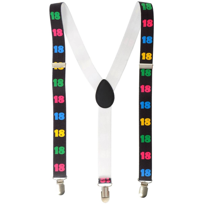 18th Birthday Adjustable Rainbow Suspenders
