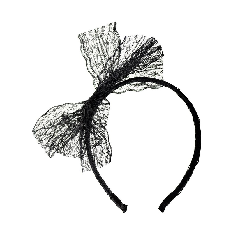 1980s Black Lace Bow Costume Headband