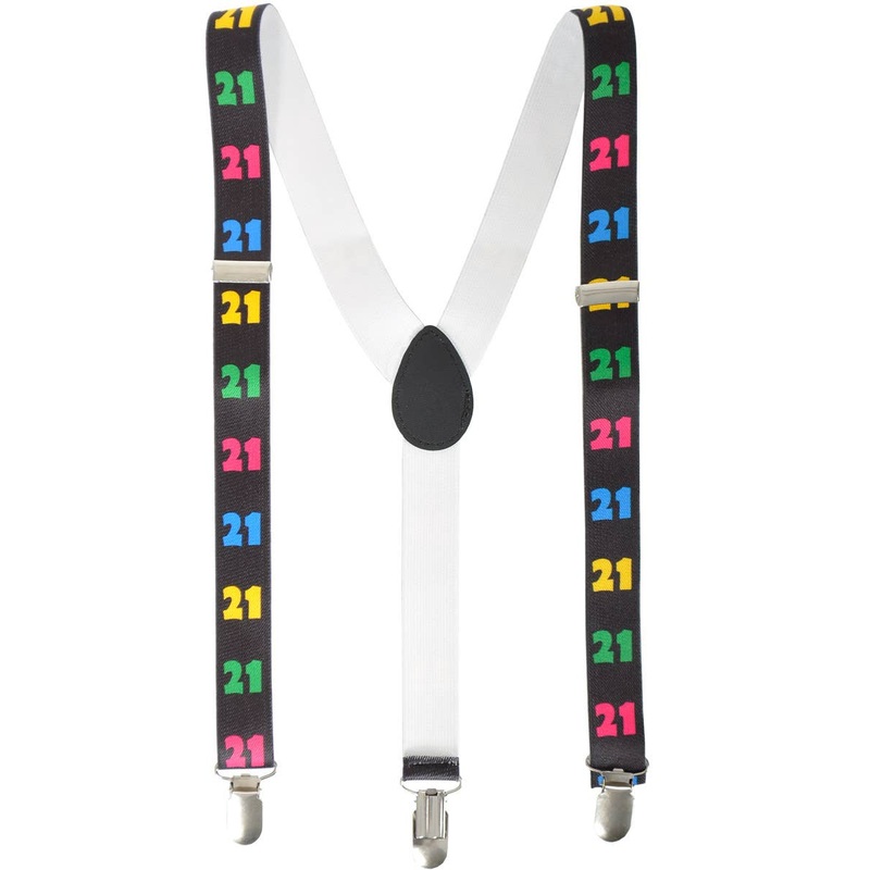 21st Birthday Adjustable Rainbow Suspenders