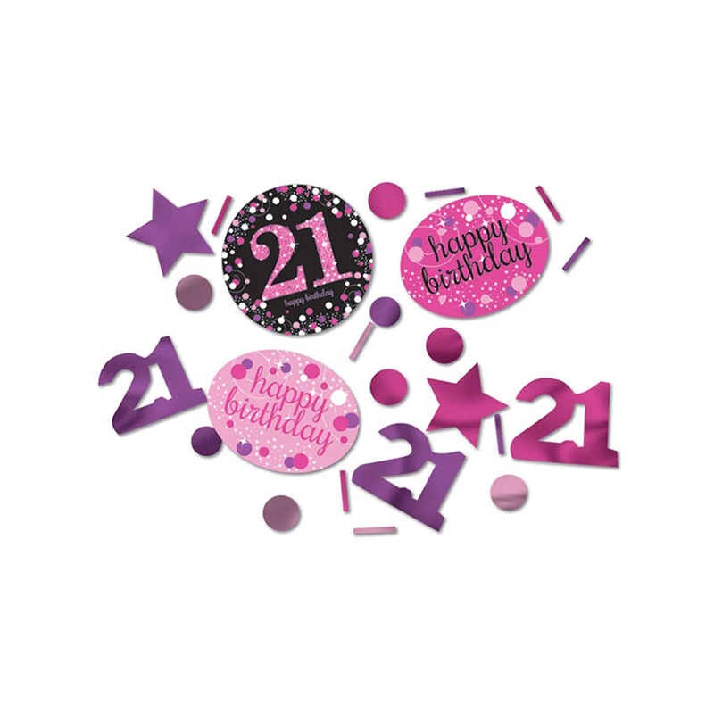 21st Birthday Pink and Black Bag of Confetti
