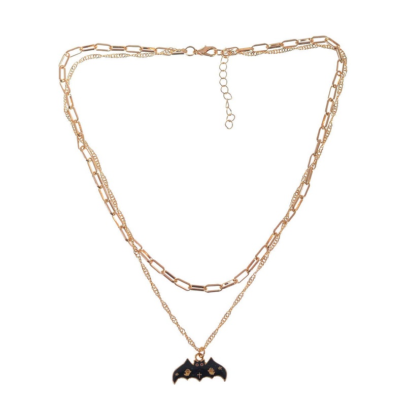 Bat Pendant Halloween Costume Necklace with Double Chains
