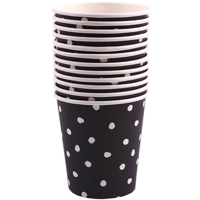 Black and White Polka Dot 12 Pack Paper Cups