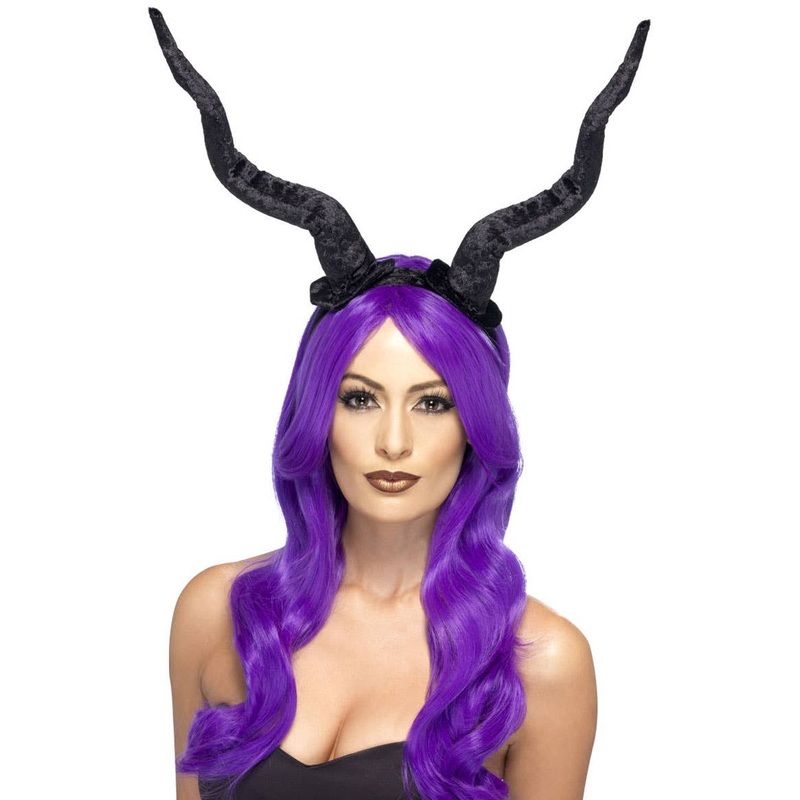 Black Demon Horns on Headband