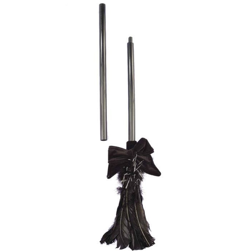 Black Feather Halloween Witches Broom