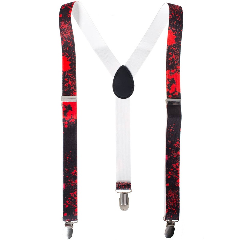 Blood Splattered Black Braces Halloween Costume Accessory