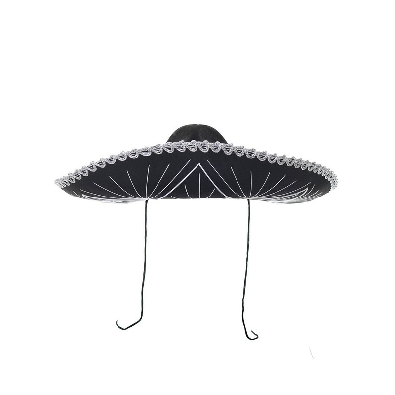 Decorated Black and White Sombrero Costume Hat