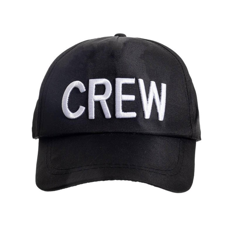 Embroidered Black and White Crew Baseball Cap