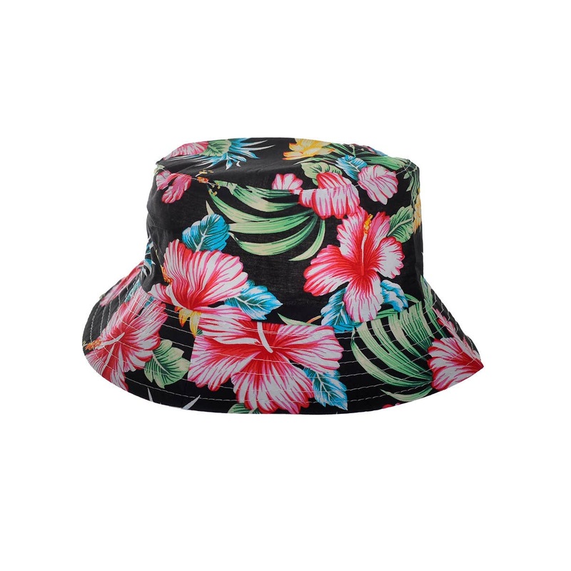 Hawaiian Black and Pink Hibiscus Print Costume Hat