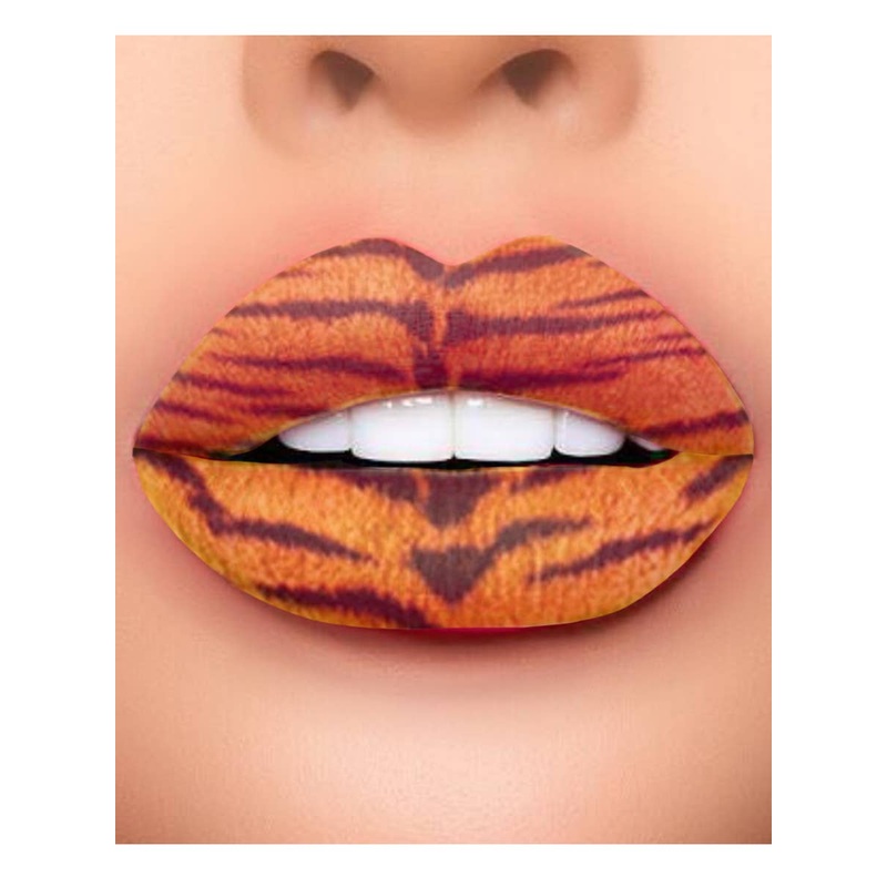 Le Tiger Black and Orange Temporary Lip Tattoo Costume Makeup
