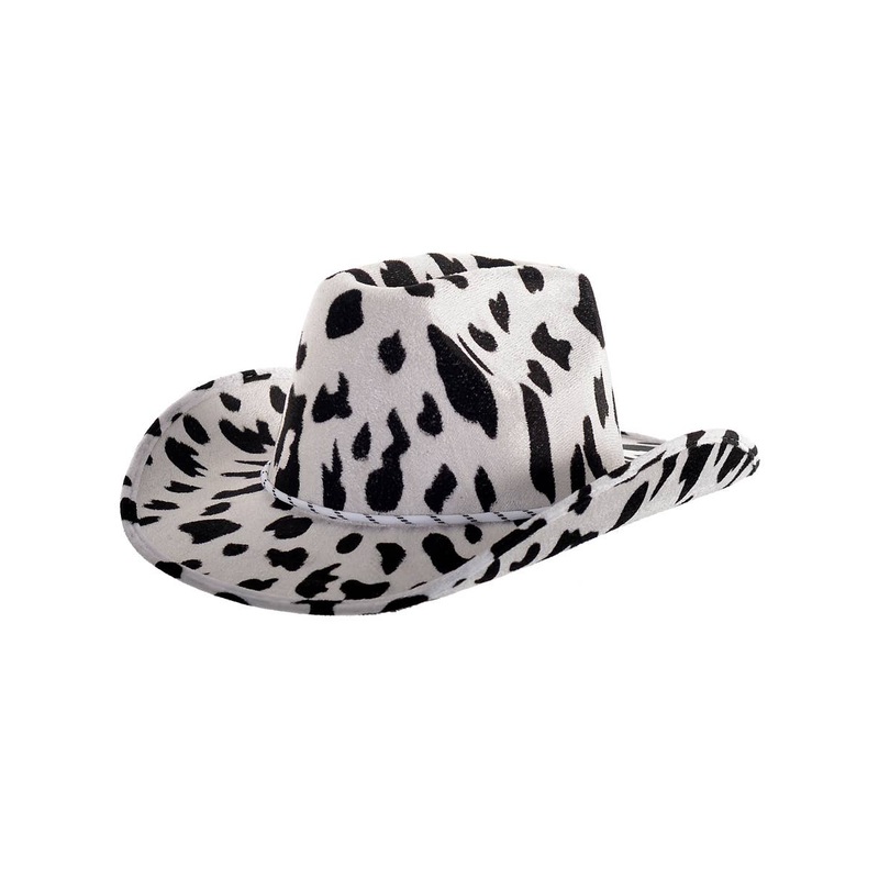 Soft Black and White Cow Print Cowboy Costume Hat