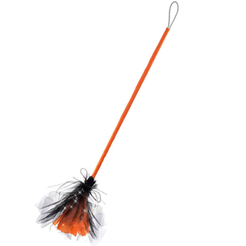 Wicked Black and Orange Glitter Witch Broomstick
