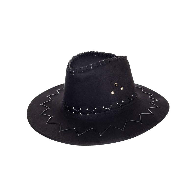 Wild West Black Faux Suede Cowboy Hat