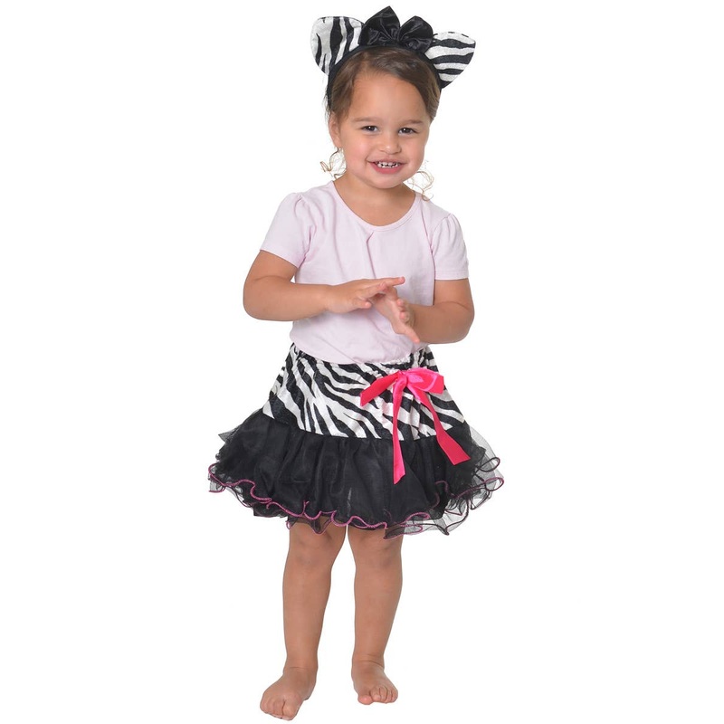 Zebra Black and White Toddler Tutu and Ears Costume Set One Size