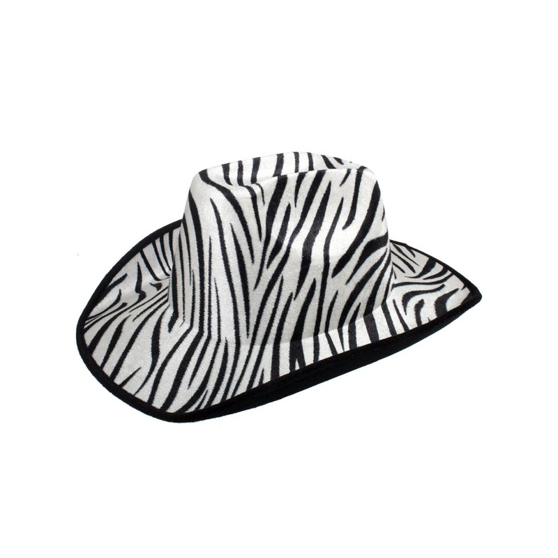 Zebra Print Black and White Cowboy Costume Hat