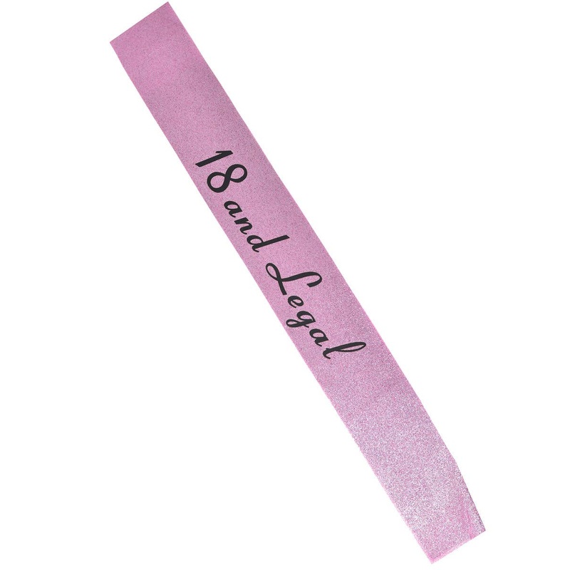 18 and Legal Pink Glitter Birthday Girl Sash