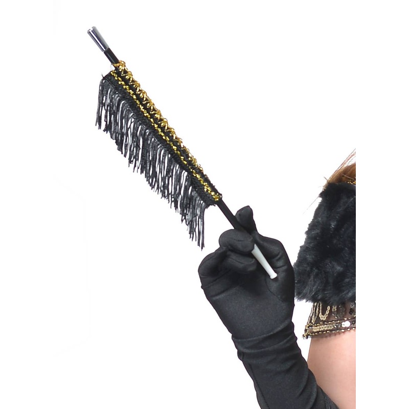 1920s Black and Gold Fringed Cigarette Holder Costume Accessory