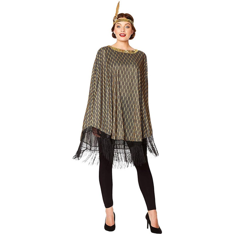 1920s Womens Great Gatsby Costume Poncho and Headband One Size