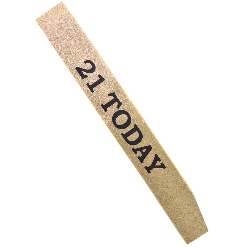 21 Today Gold Glitter Birthday Girl Sash