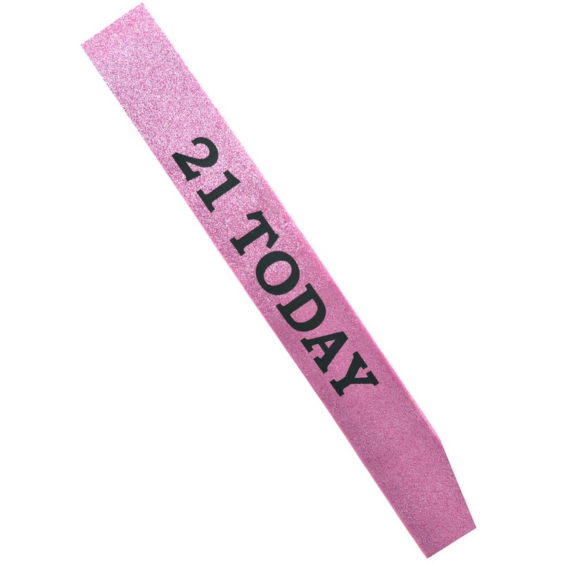 21 Today Pink Glitter Birthday Girl Sash