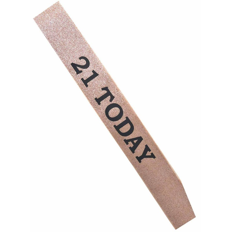 21 Today Rose Gold Glitter Birthday Girl Sash