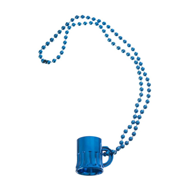 Beer Stein Metallic Blue Oktoberfest Necklace Costume Accessory