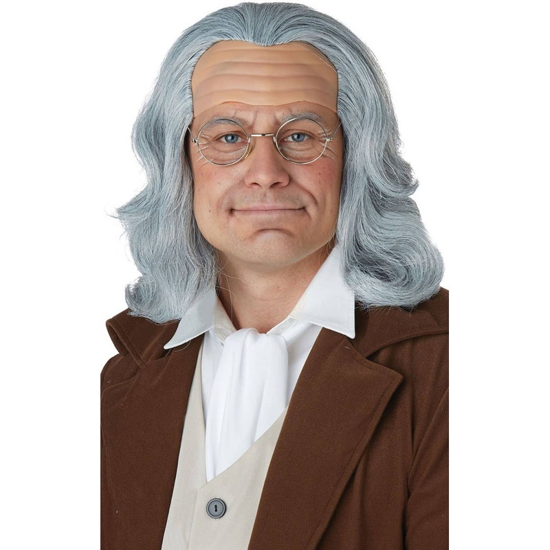 Benjamin Franklin Balding Grey Mens Costume Wig