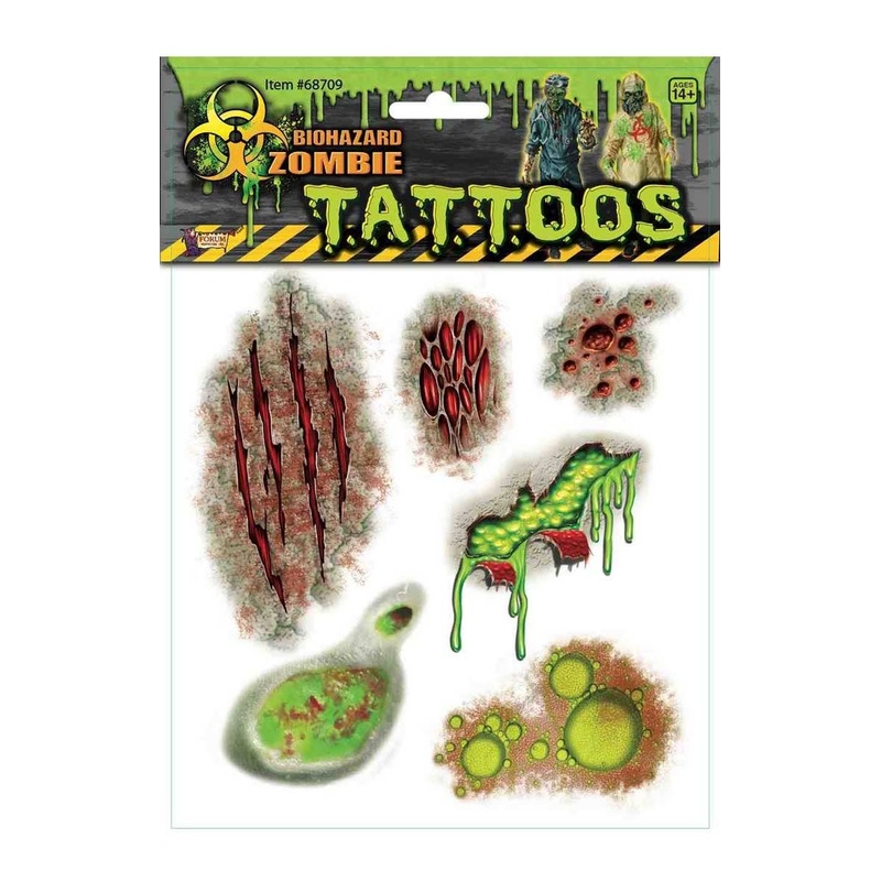 Bio-hazard Zombie Temporary Tattoo Special Effects
