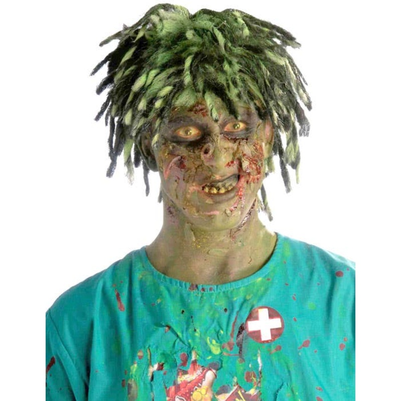 Biohazard Contaminated Zombie Mens Green Costume Wig