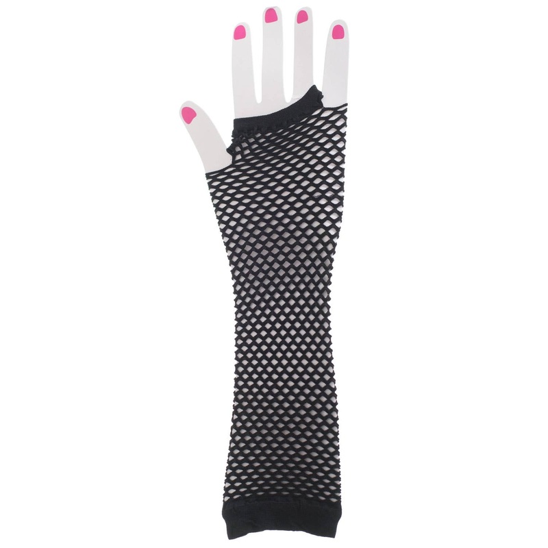 Black 1980s Fingerless Fishnet Gloves