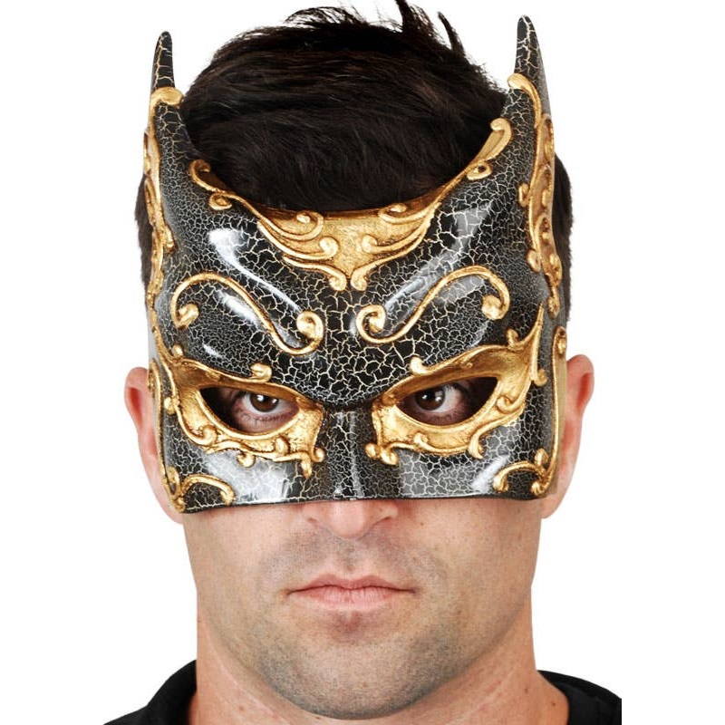 Black and Gold Mens Batman Masquerade Mask