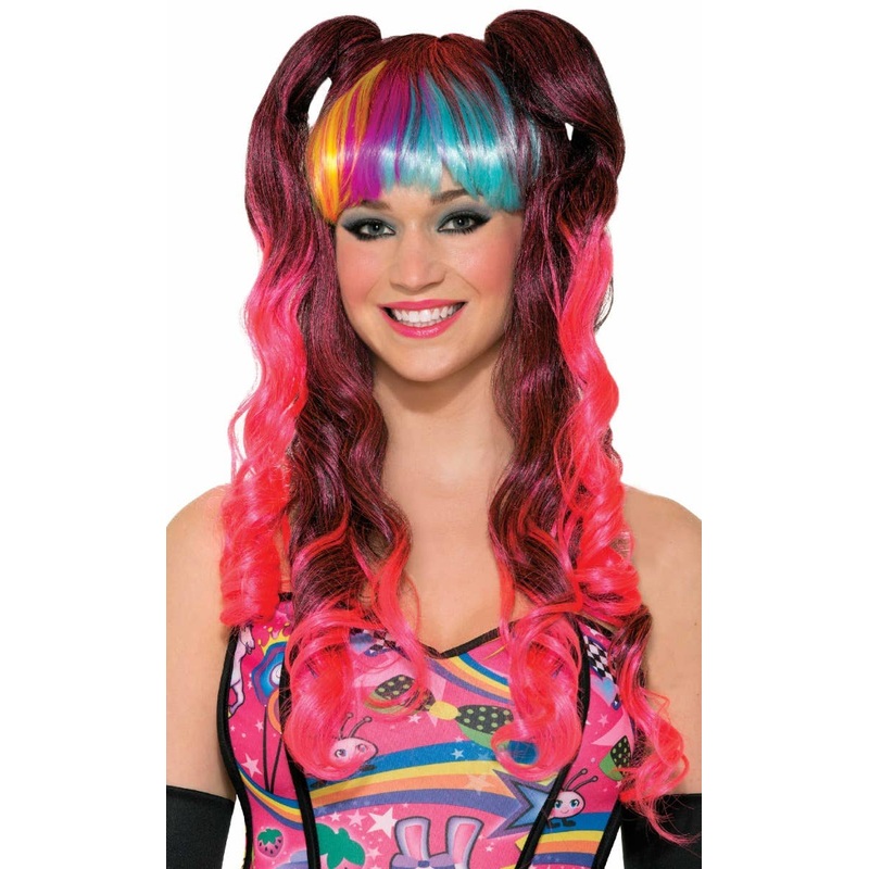 Colourful Pigtails Womens Festival Costume Wig
