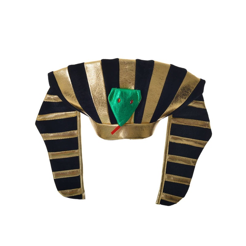 Plush Black and Gold Egyptian Pharaoh Costume Hat