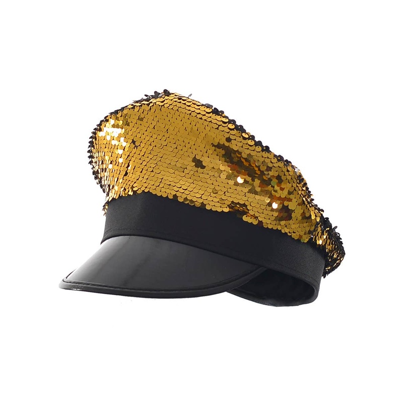 Reversible Black and Gold Sequin Festival Hat
