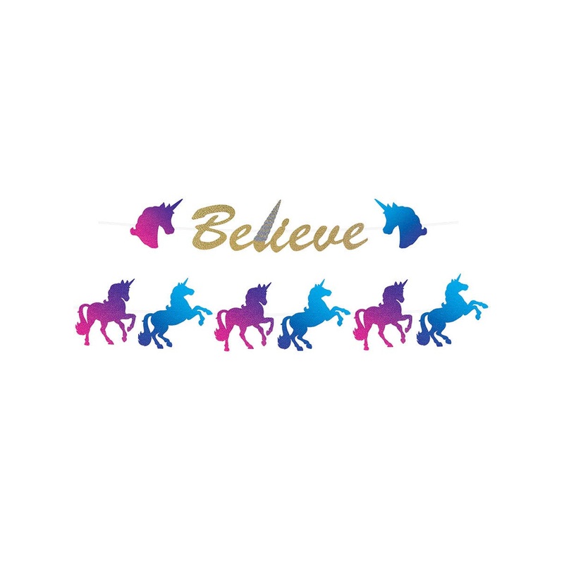 Unicorn Believe Glitter Banner Decoration