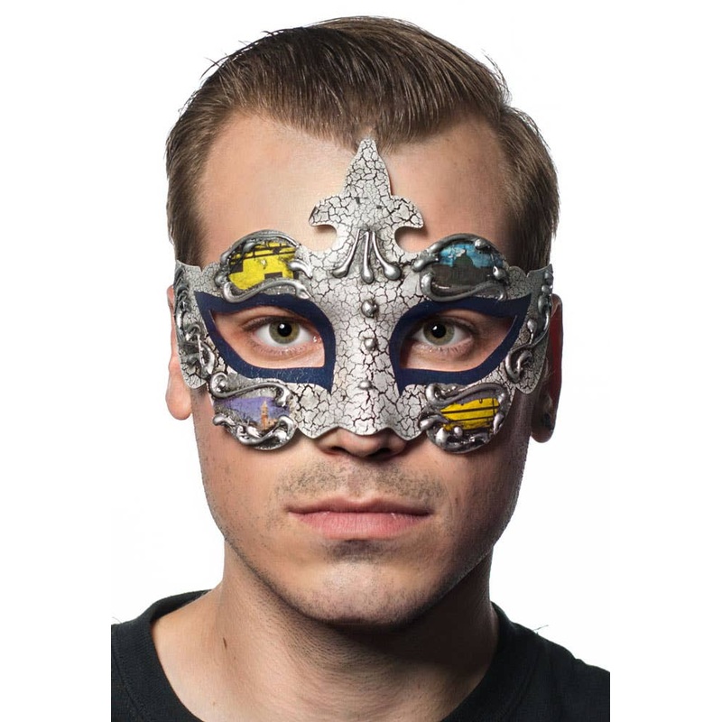 Baroque Mens Blue Masquerade Mask
