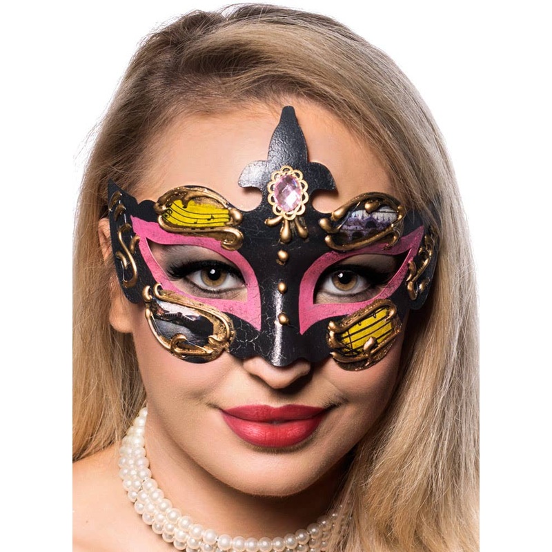 Baroque Pink and Black Masquerade Mask