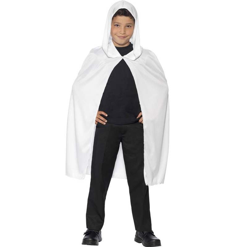 Basic Kids Unisex Hooded White Costume Cape Standard