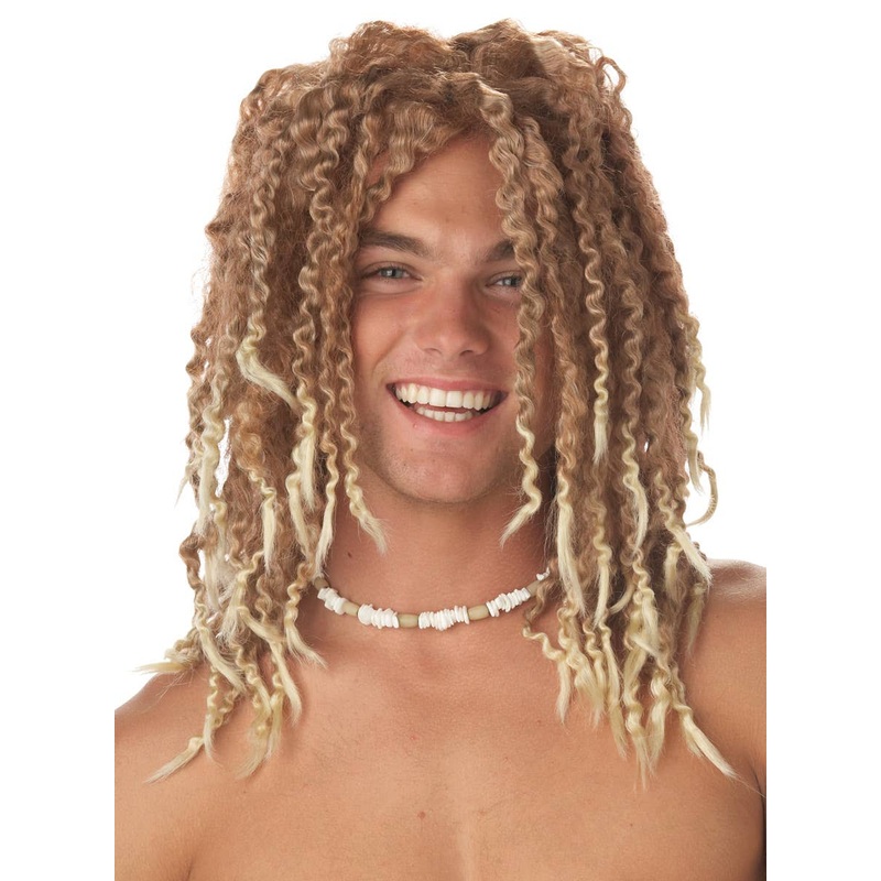 Beach Bum Blonde Dreadlocks Mens Costume Wig