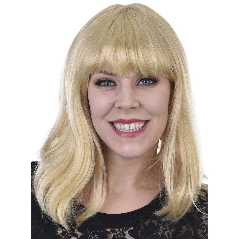 Beautiful Blonde Womens Costume Wig with Fringe