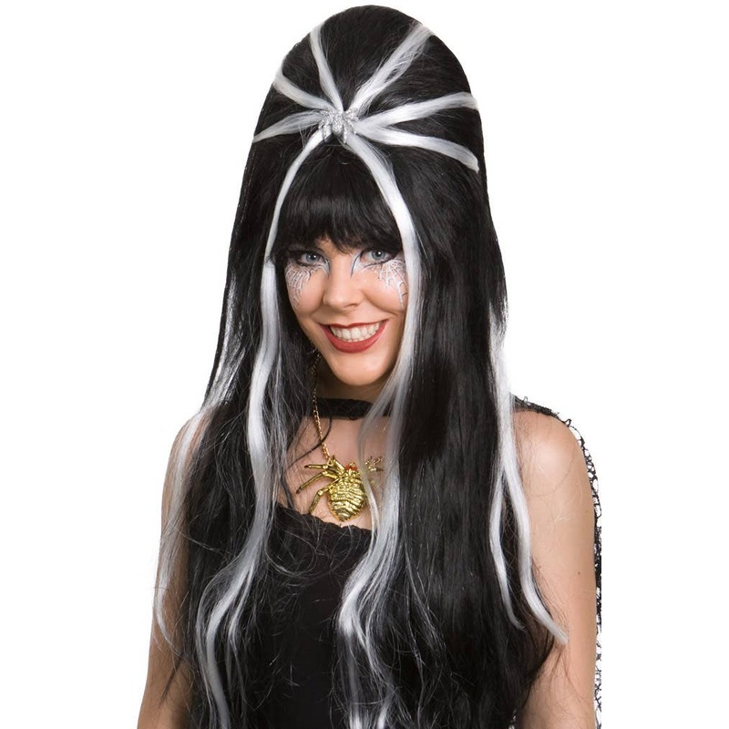 Beehive White and Black Halloween Costume Wig
