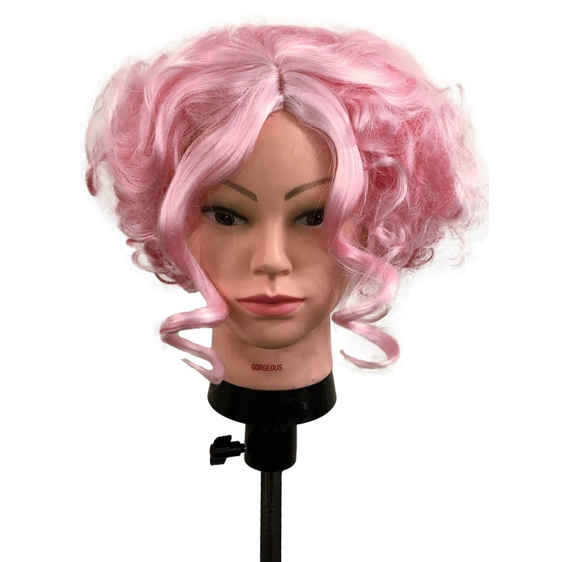 Pastel Pink Short Curly Bob Womens Costume Wig