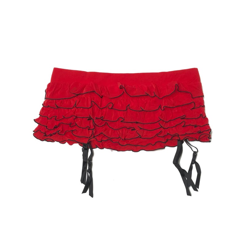 Red and Black Ruffle Womens Garter Skirt – One Size