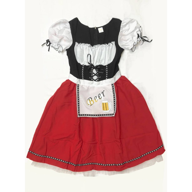 Red Knee Length Womens Oktoberfest Costume – Size Small