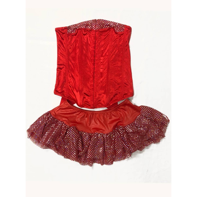 Sexy Red Corset and Tutu Skirt Christmas Costume – Size OS