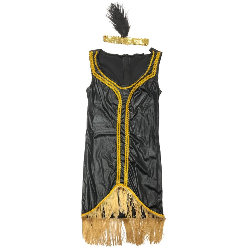1920s Black and Gold Flapper Womens Costume Dress – Size Small