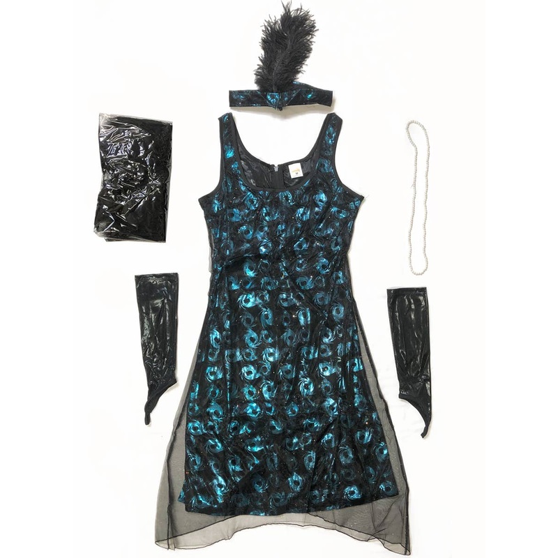 1920s Shimmer Blue Womens Costume Dress – Size XSmall