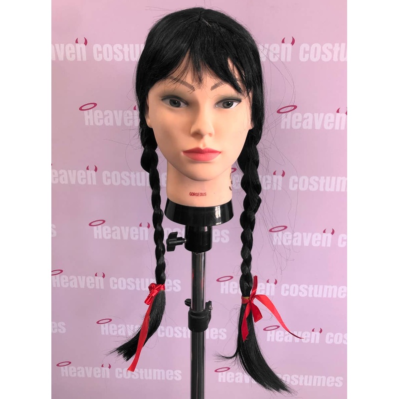 Long Black Plaits Costume Wig