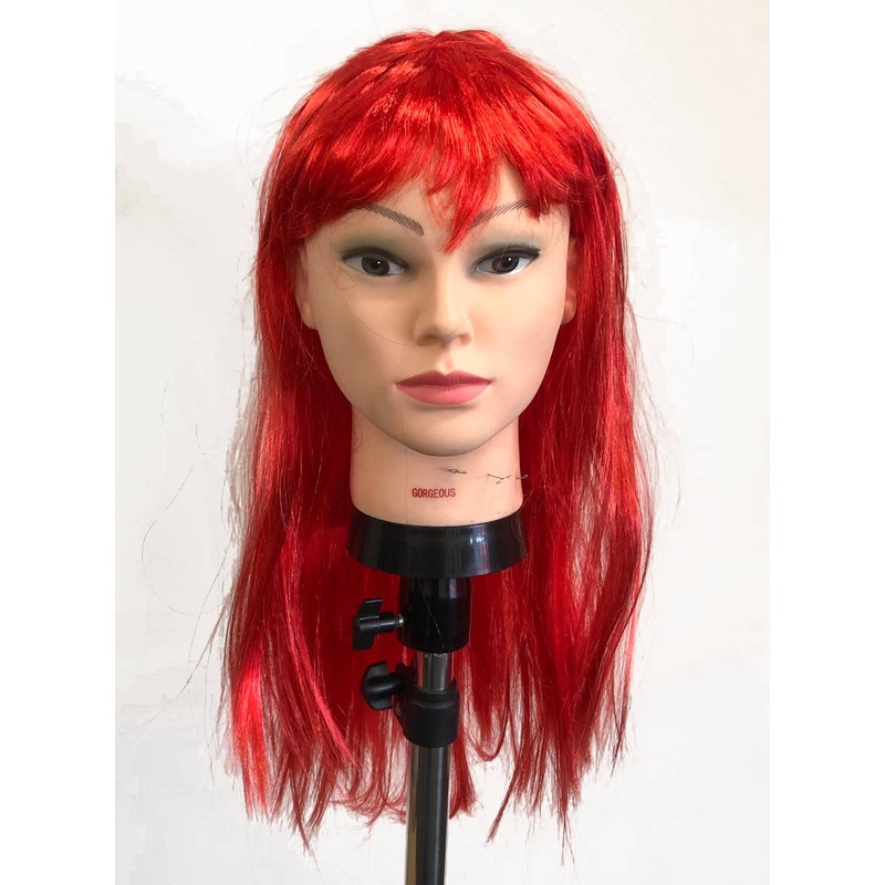 Long Red Womens Costume Wig with Fringe
